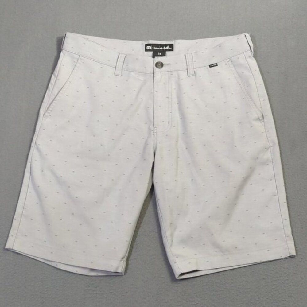 Travis Mathew Shorts Men's 34 Gray Geometric Starboard Performance Golf Casual